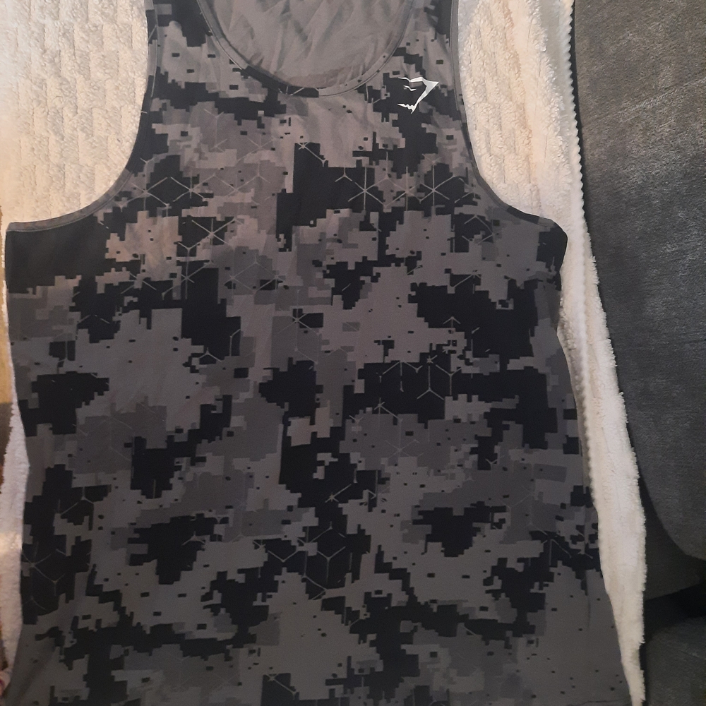 Gymshark Black and Gray Camo Tank Top